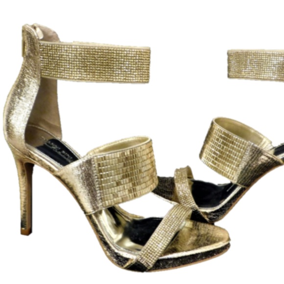Gianni Bini Gold Ankle Strap Heels - Picture 2 of 5